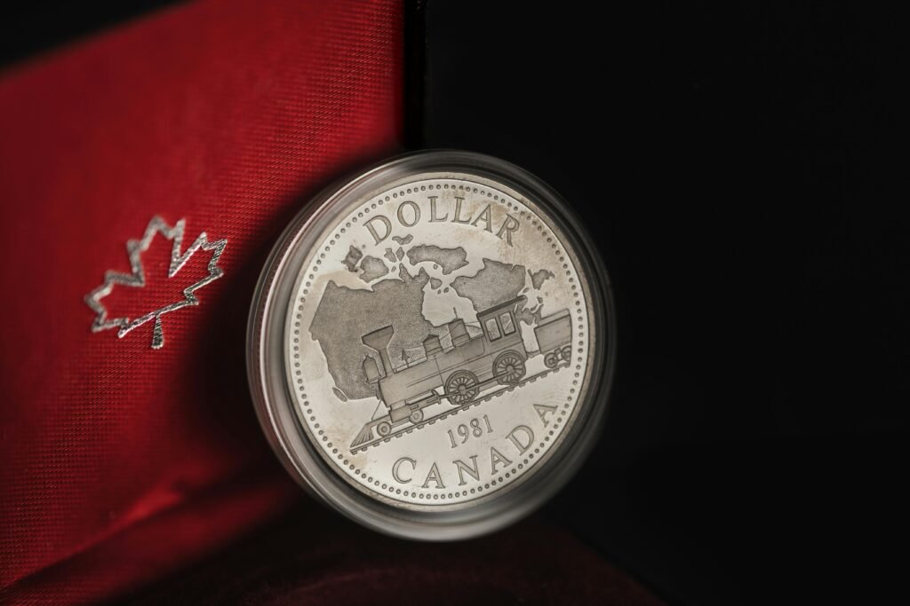 pexels-photo-10785960-10785960 Detailed view of a 1981 Canadian silver dollar featuring a train design in an elegant case.